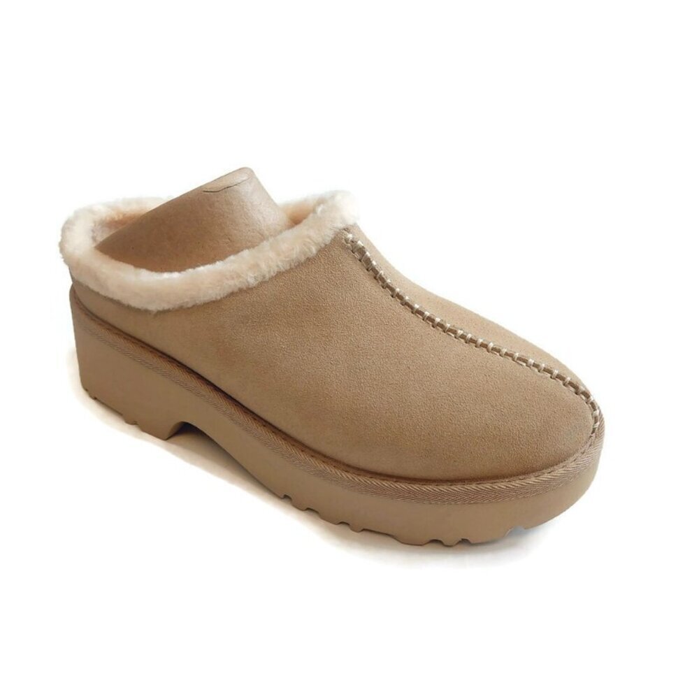 UGG Womens Size 12 New Heights Cozy Clog Suede Shoes Mustard Seed 1162510